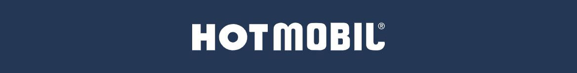Marke Hotmobil Logo blauer Hintergrund